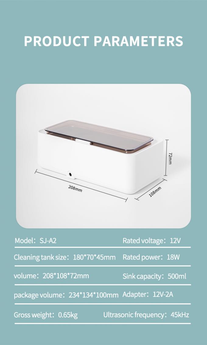 Mini Ultrasonic Washing Machine 450ml Portable Ultrasonic Glasses Cleaner 3